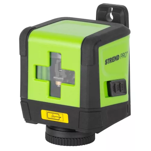 Lézeres szintező, Strend Pro Industrial TPLL01D, zöld/fekete, Osram technológia, önszintező, hatótáv: 30 m, mágneses tartóval, elemes (2 x AA, tartozék)