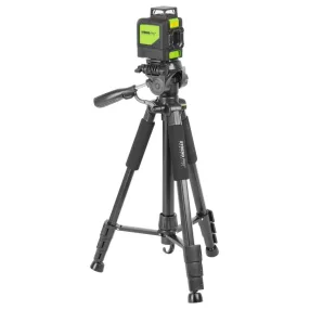   Lézeres szintező, Strend Pro Industrial 901CG, zöld/fekete, Osram technológia, 360°-os forgatható talp, állítható láb, 150 cm állvánnyal, akkumulátoros
