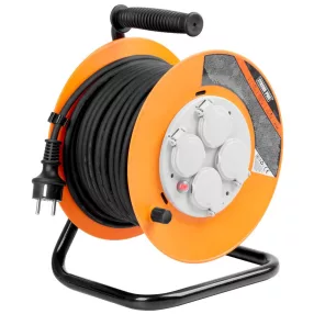   Kábeldob, Strend Pro CR038, 20 m, narancssárga, 4 aljzat, 230 V, IP44, gumi, maximum 3000 W