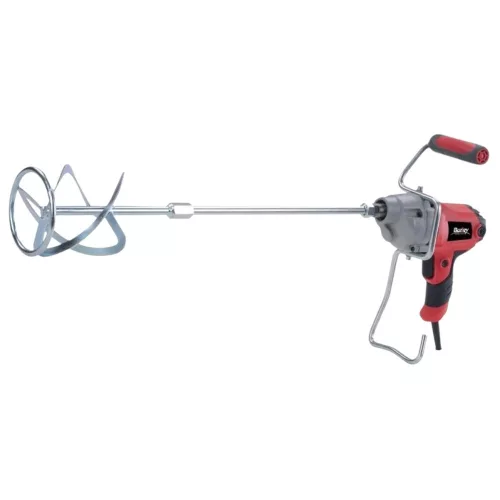 Elektromos habarcskeverő, Burley R6167, piros/fekete, 850 W, menet: M14, maximum 120 mm keverőlapát, 0-500 fordulat/perc, 230 V/50 Hz