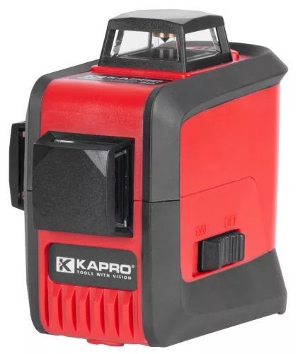 Keresztlézer, Kapro 883N Prolaser 3D, piros sugár, 30/60 m mérési tartomány, ±0,2 mm/m pontosság, 360°-os vízszintes és 2 db függőleges sugár, önszintező, mágneses tartóval, állványadapterrel, akkumulátorral, kofferben