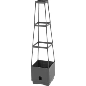   Műanyag virágcserép, Strend Pro Garden Herrison FP8018, sötétszürke, 25 × 25 cm, magasság: 105 cm, háromszintes támasztótoronnyal, 16 l, négyzetes