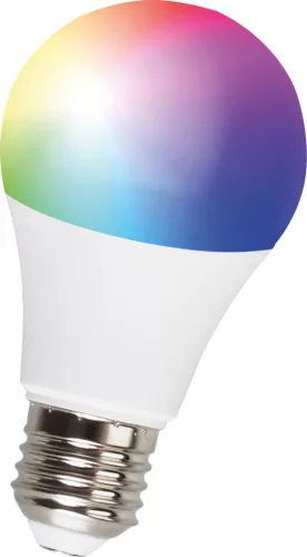 Okos LED izzó, Strend Pro, 9 W, E27, 2700-6500 K + RGB, fényerő és szín szabályozás, alkalmazással vezérelhető, Google/Alexa kompatibilis, élettartam: 15 000 óra