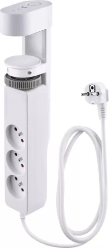 USB-s hosszabbítós elosztó, Strend Pro, 1,4 m, fehér, 6 az 1-ben, 3 aljzat, 2 × USB-A, 1 × USB-C, asztalra rögzíthető