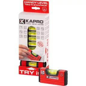   Vízmérték, Kapro 246 Mini, piros, 10 cm, 1 libella, műanyag, lengéscsillapító gumiszél