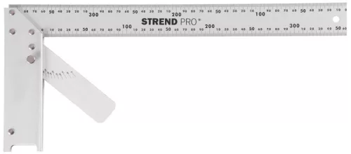 Asztalos derékszög, Strend Pro FSC-08, ezüst, 40 cm, alumínium, szögmérővel, pontos szögjelöléshez