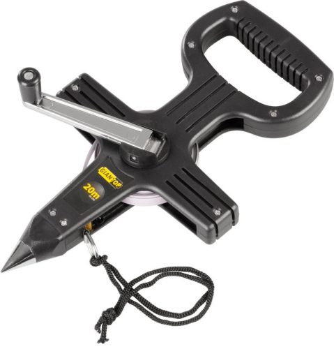 Mérőszalag, Giantop CR-J01, fekete, leszúrható, 20 m, acél szalag, műanyag tok, hajtókarral