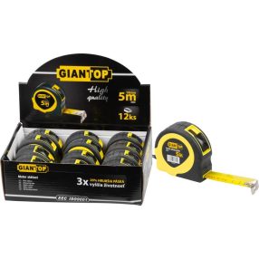   Mérőszalag, Giantop CR-82 CE, sárga/fekete, 12 db-os doboz, 5 m/19 mm, acél szalag, műanyag tok