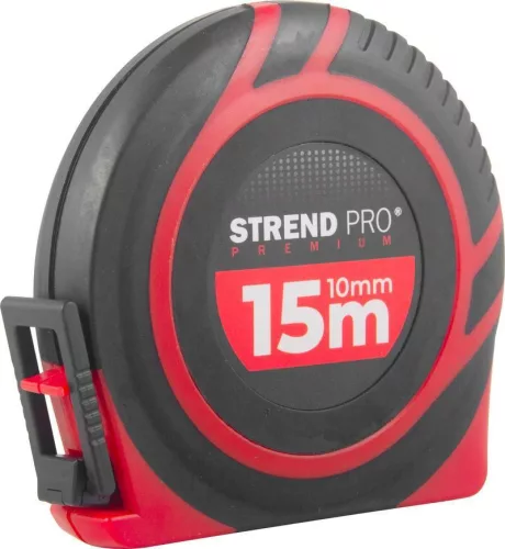 Mérőszalag, Strend Pro Premium LWR1510, fekete/piros, 15 m/10 mm, műanyag tok