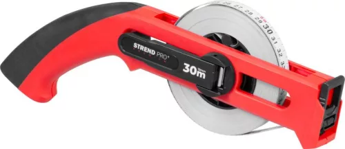 Mérőszalag, Strend Pro Premium LWP3013, piros/fekete, 30 m/13 mm, acél szalag, műanyag tok, fogantyúval, csúszóhoroggal