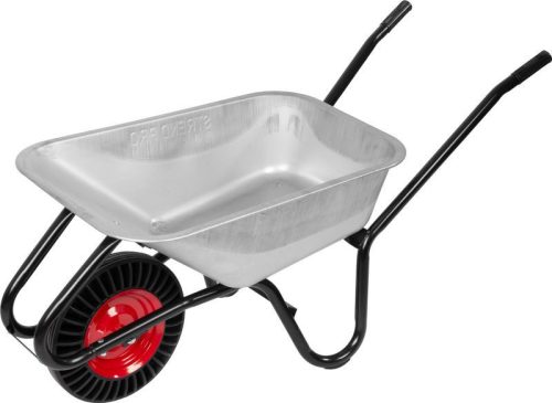 Talicska, Strend Pro Premium Fortis D-1, ezüst/fekete, 100 l, defektmentes tömör Bantam kerék, horganyzott acél puttony, 160 kg teherbírás, PVC markolat