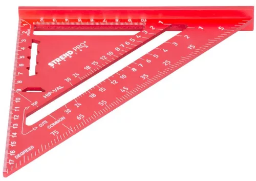 Asztalos derékszög, Strend Pro Premium, piros, 18 cm, háromszög kivitel, alumínium, pontos szögjelöléshez, profi és barkács munkákhoz