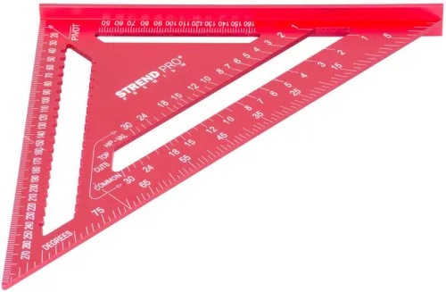 Asztalos derékszög, Strend Pro Premium, piros, 30 cm, háromszög kivitel, alumínium, pontos szögjelöléshez, profi és barkács munkákhoz