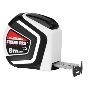   Mérőszalag, Strend Pro Premium, fekete/fehér, 8 m/27 mm, acél szalag, műanyag tok