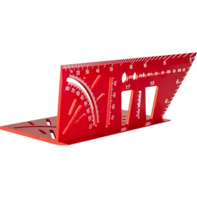   Asztalos derékszög, Strend Pro Premium, piros, 15 cm, alumínium, szögmérővel, pontos szögjelöléshez, vonalzó skálákkal