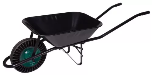 Talicska, Strend Pro Garden Cargo60 Eko Light, fekete, 60 l, defektmentes tömör Bantam kerék, lakkozott acél puttony, 100 kg teherbírás, PVC markolat