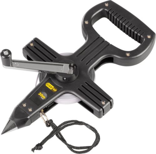 Mérőszalag, Giantop CR-J01, fekete, leszúrható, 30 m, acél szalag, műanyag tok, hajtókarral