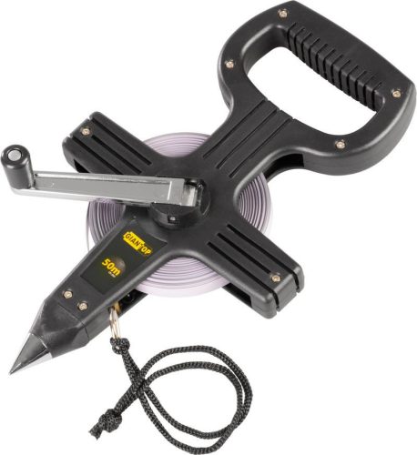 Mérőszalag, Giantop CR-J01, fekete, leszúrható, 50 m, acél szalag, műanyag tok, hajtókarral