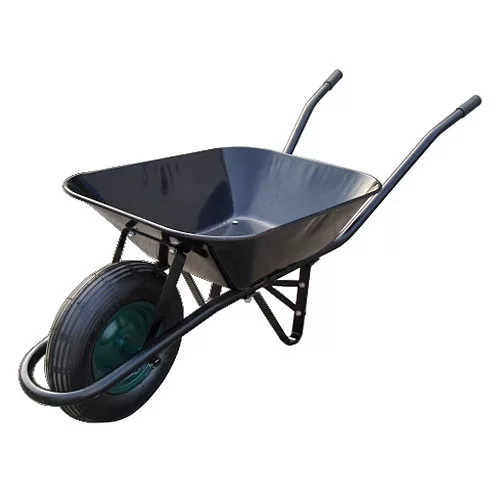Talicska, Strend Pro Garden Wbar.B, fekete, 60 l, felfújható kerék, porszórt acél puttony, PVC markolat