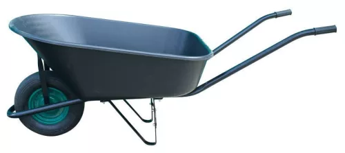 Talicska, Strend Pro Garden Greenlawn Nero, fekete, 140 l, felfújható kerék, műanyag puttony, 50 kg teherbírás, PVC markolat, szétszerelve