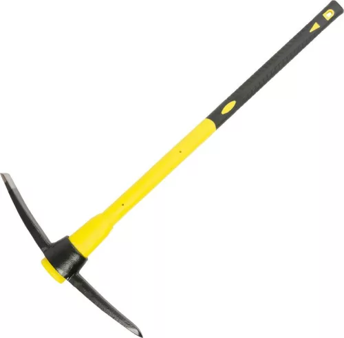 Csákány, Strend Pro Garden SK049, sárga/fekete, 2500 g, üvegszálas nyél, acél fej, kétoldalas, hegyes/lapos, kemény és sziklás talajhoz