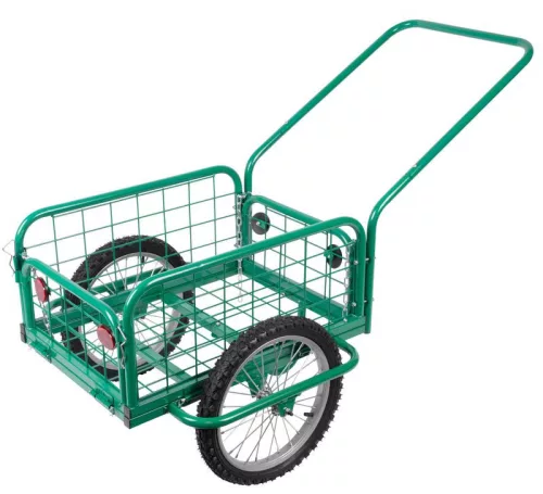 Kétkerekű kocsi, Strend Pro Garden Victor, zöld, felfújható kerekek, kiváló minőségű fém, 100 kg teherbírás