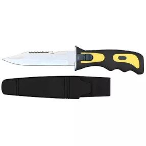   Horgászkés, Strend Pro FK002, fekete, 25 cm, övre fűzhető védőtokkal, műanyag markolat, acél penge