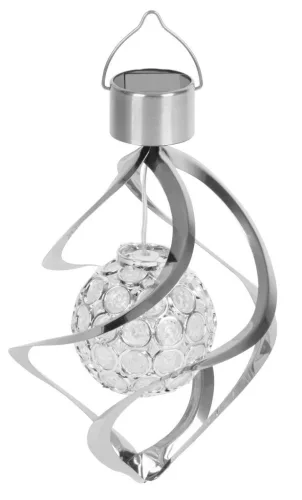 Függeszték napelemes lámpa, Strend Pro Garden Acamar, ezüst, 16 x 23 cm, kerti, 1 LED, színes fény, akkumulátoros, automatikus kapcsolás