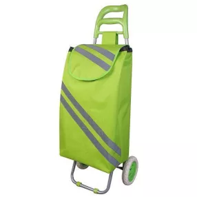   Strend Pro Bartos kerekes bevásárlókocsi, zöld, 35 x 30 x 95 cm, 30 kg teherbírású, acél vázzal és vízálló anyaggal, fényvisszaverő csíkokkal