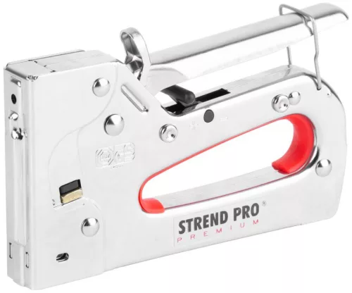 Kézi tűzőgép, szögbelövő, Strend Pro Premium SG821, ezüst, 6–14 mm, C kapcsokhoz, 15 mm szeghossz, acél burkolat, acél mechanika, kárpitos