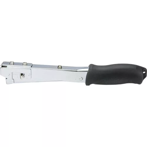 Kézi tűzőgép, Strend Pro Premium HT530, ezüst/fekete, 6–10 mm kapocshossz, C kapcsokhoz, acél mechanika, kalapácsos