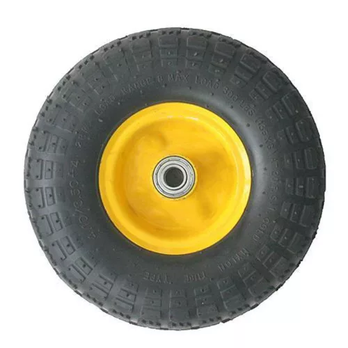 Talicska és kézikocsi kerék, Strend Pro Garden Handtruck 812, fekete/sárga, felfújható, 26,2 cm átmérő, 7,8 cm szélesség, tengelyfurat: 16 mm, szabványos fém csapágyazás
