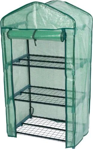 Melegágy, Strend Pro Garden X083, 69 x 49 x 128 cm, 3 polcos, UV-álló, megerősített PE fólia, 16 mm-es fémváz, kompakt, feltekerhető nyílással (TC2170850)