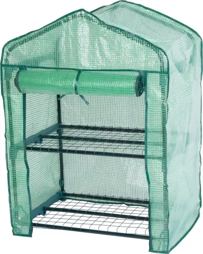 Melegágy, Strend Pro Garden Greenhouse X082, 69 x 49 x 94 cm, fémvázas, UV-álló PE fólia, 2 polcos, kompakt (TC2170851)