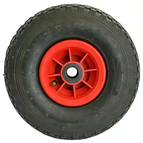 Molnárkocsi kerék, Massag Massmover 260 molnárkocsihoz, fekete/piros, átmérő: 25,5 cm, szélesség: 8 cm, felfújható, műanyag felni