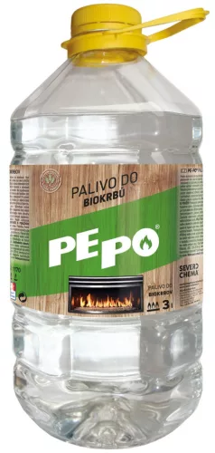 Bioetanol tüzelőanyag, PE-PO, 3000 ml, korom- és szagmentes égés, beltéri használatra