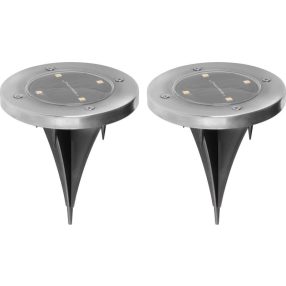   Napelemes kerti lámpa, Strend Pro Garden Gruid, szürke, 12 x 14 cm, 2 db, 4 LED, melegfehér fényű, akkumulátoros