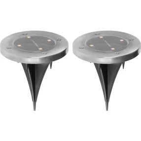   Napelemes kerti lámpa, Strend Pro Garden Gruid, szürke, 12 x 14 cm, 2 db, 4 LED, melegfehér fényű, akkumulátoros