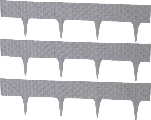 Kerti paliszád, Strend Pro Garden RattanPalisade, szürke, 80 x 29,5 cm, összekapcsolható, 240 cm hossz, formázható, rugalmas műanyag, UV-álló, 3 panel/csomag