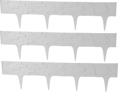 Kerti paliszád, Strend Pro Garden StonePalisade, szürke, 79 x 29,5 cm, összekapcsolható, 237 cm hossz, formázható, rugalmas műanyag, UV-álló, 3 panel/csomag