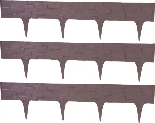 Kerti paliszád, Strend Pro Garden StonePalisade, sötétbarna, 79 x 29,5 cm, összekapcsolható, 237 cm hossz, formázható, rugalmas műanyag, UV-álló, 3 panel/csomag