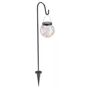   Napelemes kerti lámpa, Strend Pro Garden Rigel, fekete, 12 cm átmérő, 20 LED, akkumulátoros, automatikus kapcsolás, üveg, műanyag, fém
