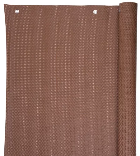 Árnyékoló háló erkélyre, Strend Pro Garden, 0,9 x 3 m, barna, UV-álló, polyrattan, szemekkel, 800 g/m2