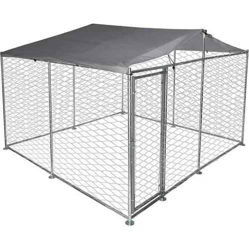 Kültéri kutyakennel, Strend Pro Garden, 300 x 300 x 210 cm, galvanizált acél keret, tető vízlepergető bevonattal, háló 50 x 50 mm lyukosztással, zárható kapu, időjárásálló