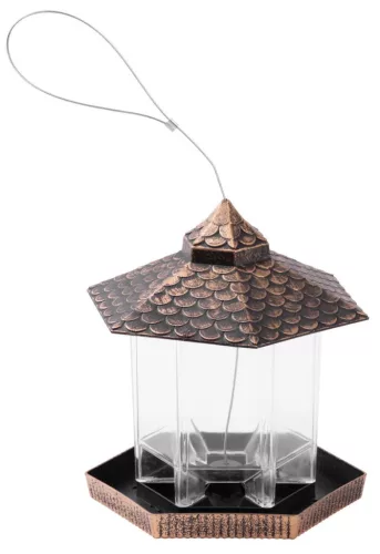 Madáretető, Strend Pro Garden, bronz, 19 x 22 cm, 900 ml, műanyag, kültéri, tetővel, akasztható