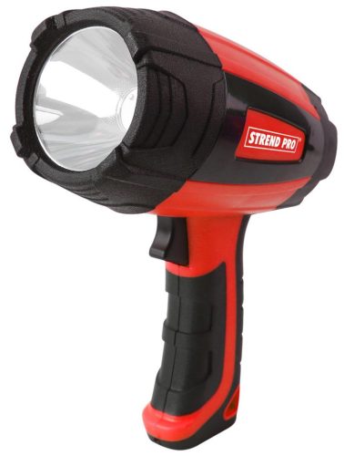 Zseblámpa, Strend Pro Spotlight PLR753, fekete/piros, 32 x 24 x 14 cm, 400 lm, 300 m hatótávolság, 2,5 óra üzemidő, XPG LED, akkumulátoros, USB töltés