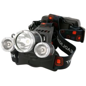   Fejlámpa, Strend Pro, HeadLight H931R, fekete, 1200 mAh, T6+2 XPE LED, 300 lm, 200 m hatótáv, vízálló, akkumulátoros, USB töltés, 4 világítási mód