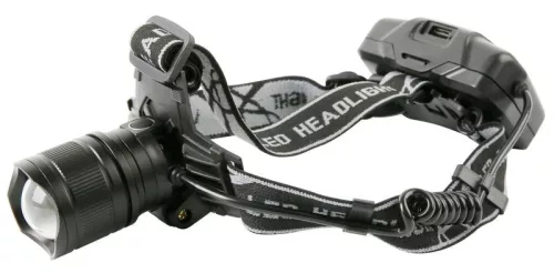 Fejlámpa, Strend Pro Headlight H4019, fekete, XHP70 LED, 10 W, 2000 lm, zoom, IP43, alumínium, akkumulátoros, 3 x 2000 mAh, USB töltés, 300 m hatótáv