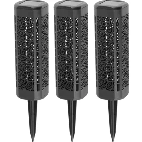   Napelemes kerti lámpa, Strend Pro Garden Kang, fekete, 31 cm, 1 LED, melegfehér fény, vízálló, 3 db