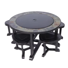 Strend Pro Grill fém tűzrakóhely 4 székkel - 105x75cm